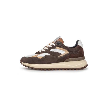Floris van Bommel Sneakers laag Noppi 18 chocoladebruin / donkerbruin / taupe / wit
