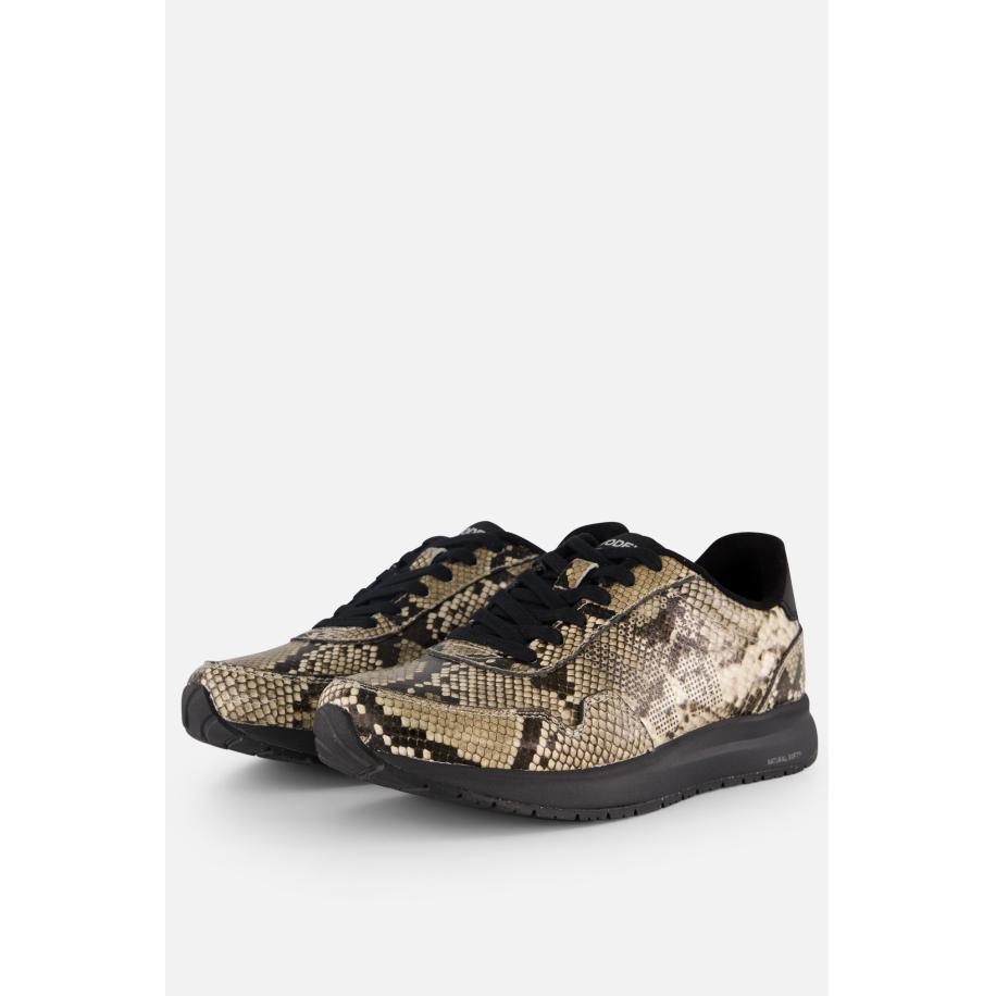 Woden Nora Natural Soft Snake Sneakers zwart Zwart