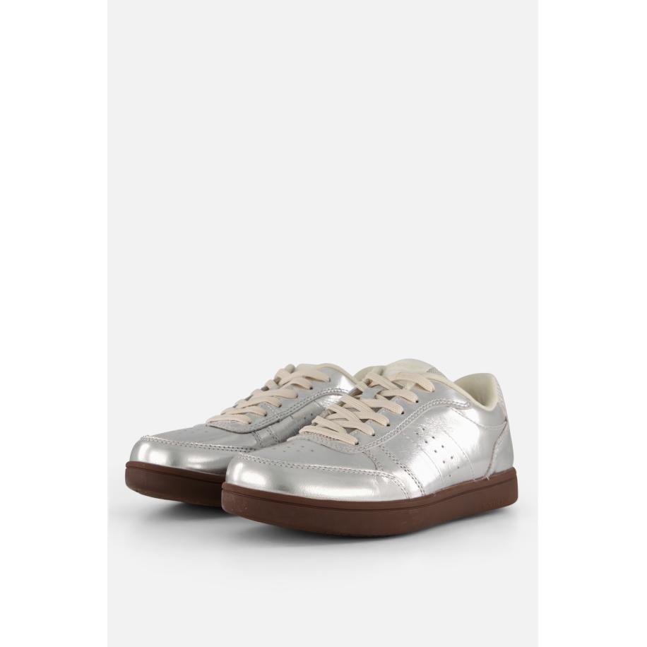Woden Bjork Sneakers zilver Leer Zilver