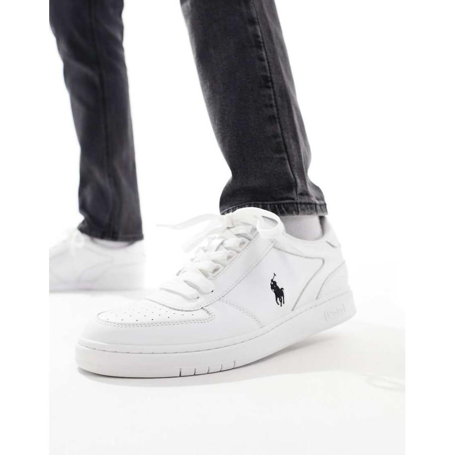 Polo Ralph Lauren - Court - Sneakers in wit met zwart logo Zwart