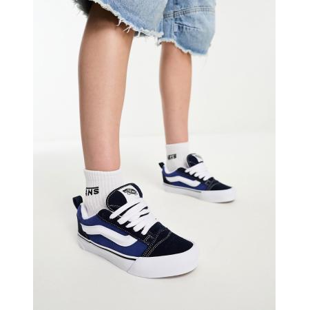 Vans - Knu Skool - Sneakers met dikke zool in donkerblauw en wit-Marineblauw
