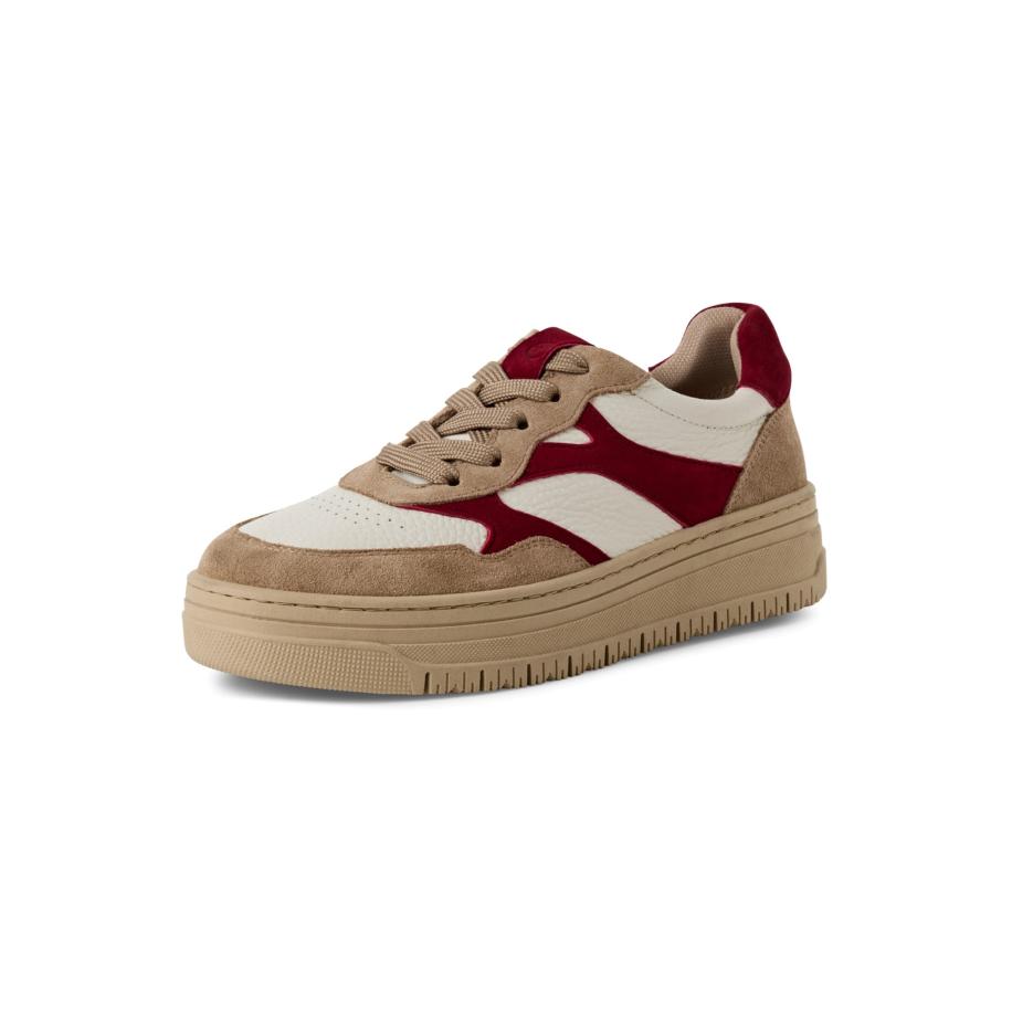 Tamaris Sneakers laag beige / donkerrood / offwhite Bruin