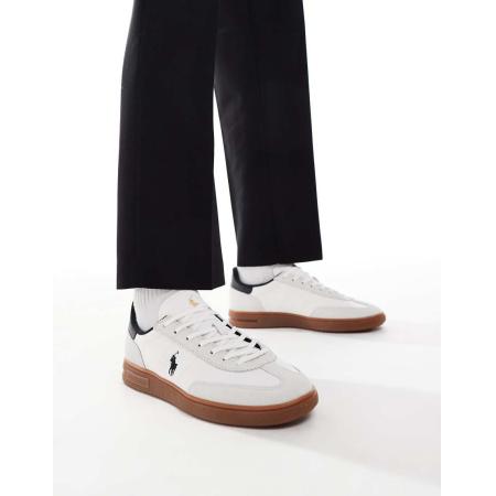 Polo Ralph Lauren - Bedford - Sneakers in wit met zwart hielstuk en logo en rubberen zool