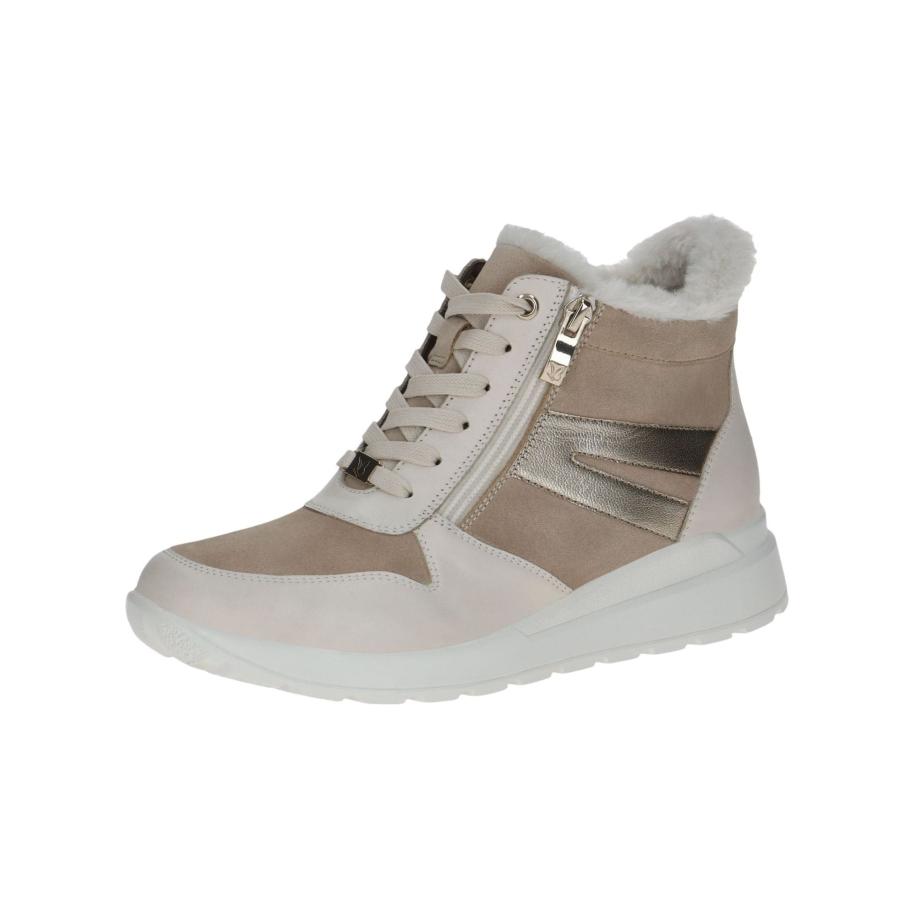 Caprice CAPRICE Sneakers hoog donkerbeige / goud / wit -