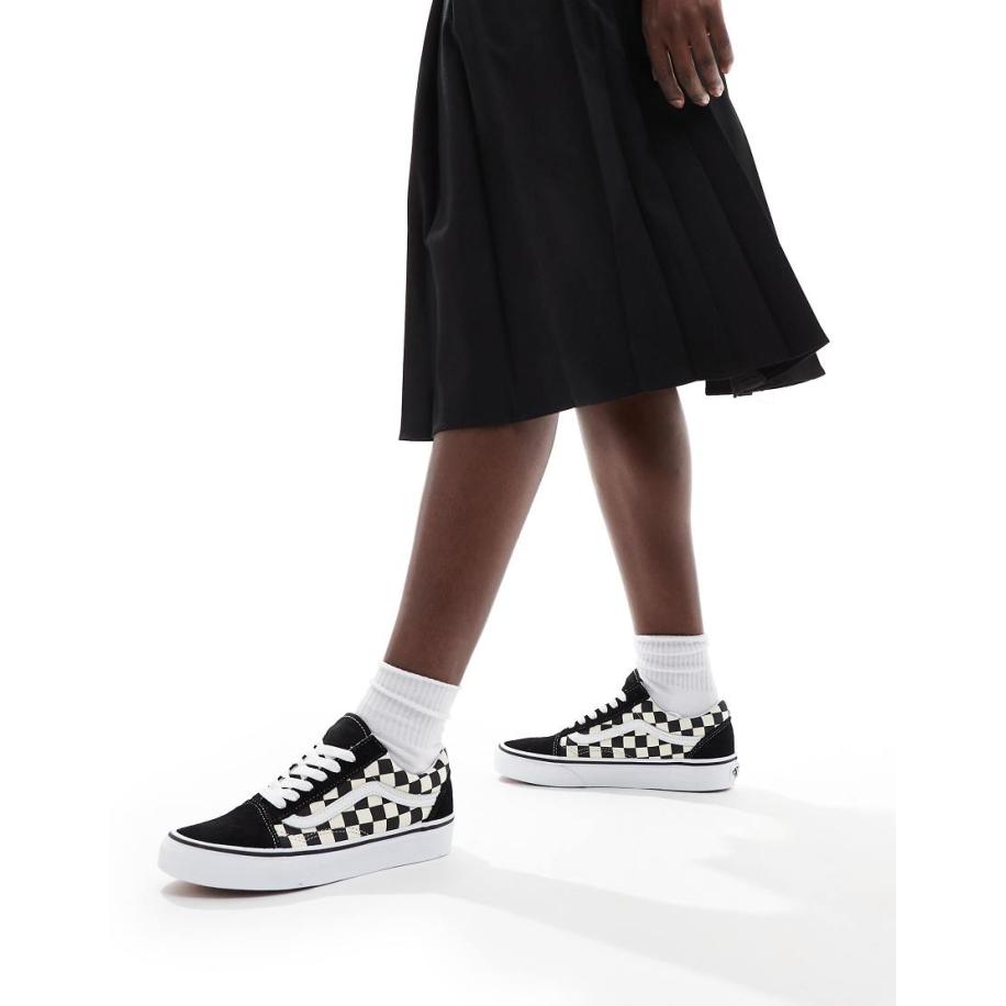 Vans Old Skool - Sneakers met dambordprint in wit en zwart Wit