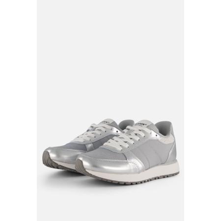 Woden Ronja Metallic Sneakers zilver Leer