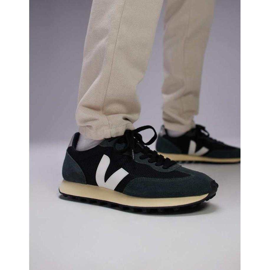 VEJA - Rio Branco - Suède sneakers in zwart wit oxford grijs alveomesh-Marineblauw Blauw