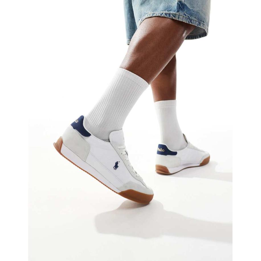 Polo Ralph Lauren - Hester - Sneakers met logo in wit met marineblauw hielstuk Wit