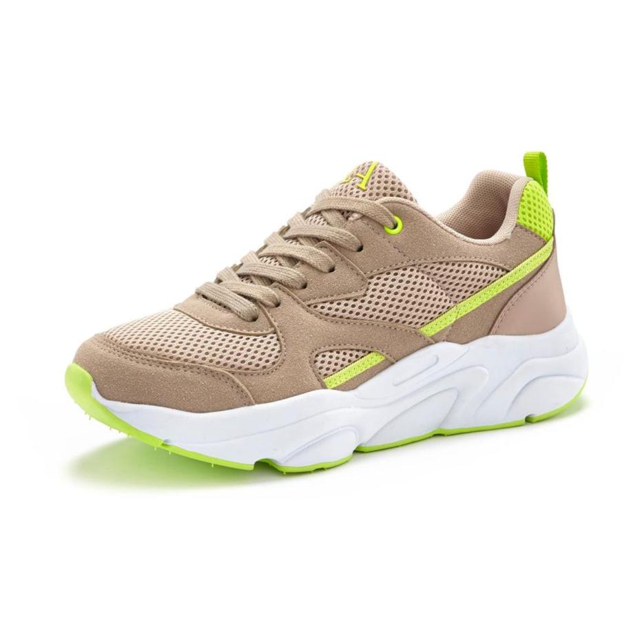 Lascana LASCANA Sneakers laag beige / neongroen -