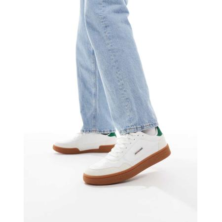 Jack & Jones - Sneakers met rubberen zool in wit met groen detail