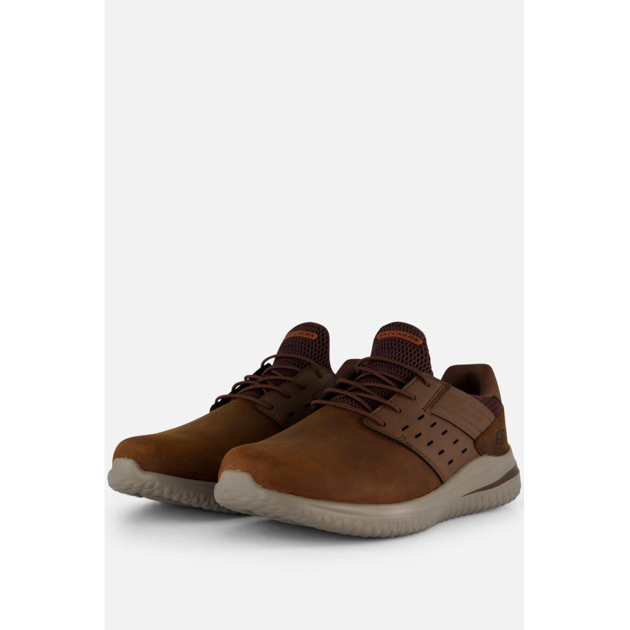 Skechers Delson 3.0 Ezra Sneakers bruin Leer Bruin