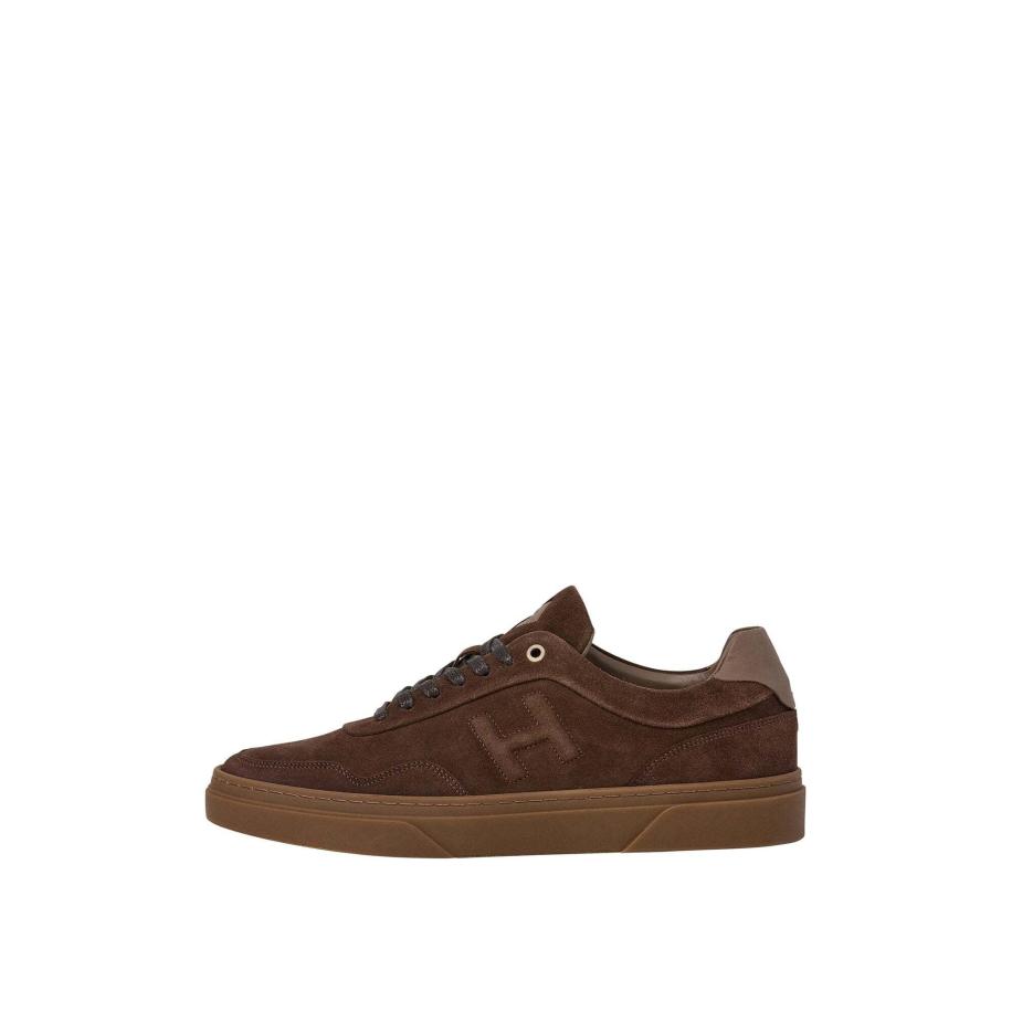 Hackett London Sneakers laag Hackney Velvet donkerbruin Bruin