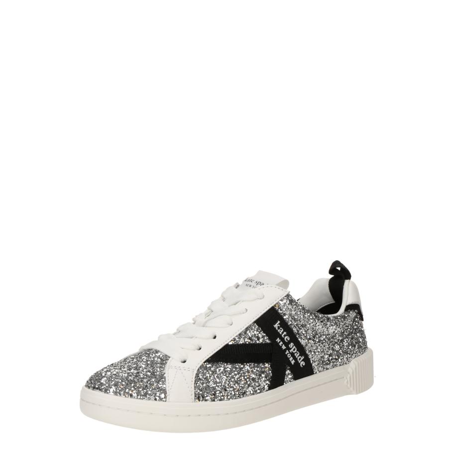 Kate Spade Kate Spade Sneakers laag K As In Kate Glitter Court Sneakers zwart / zilver / wit -