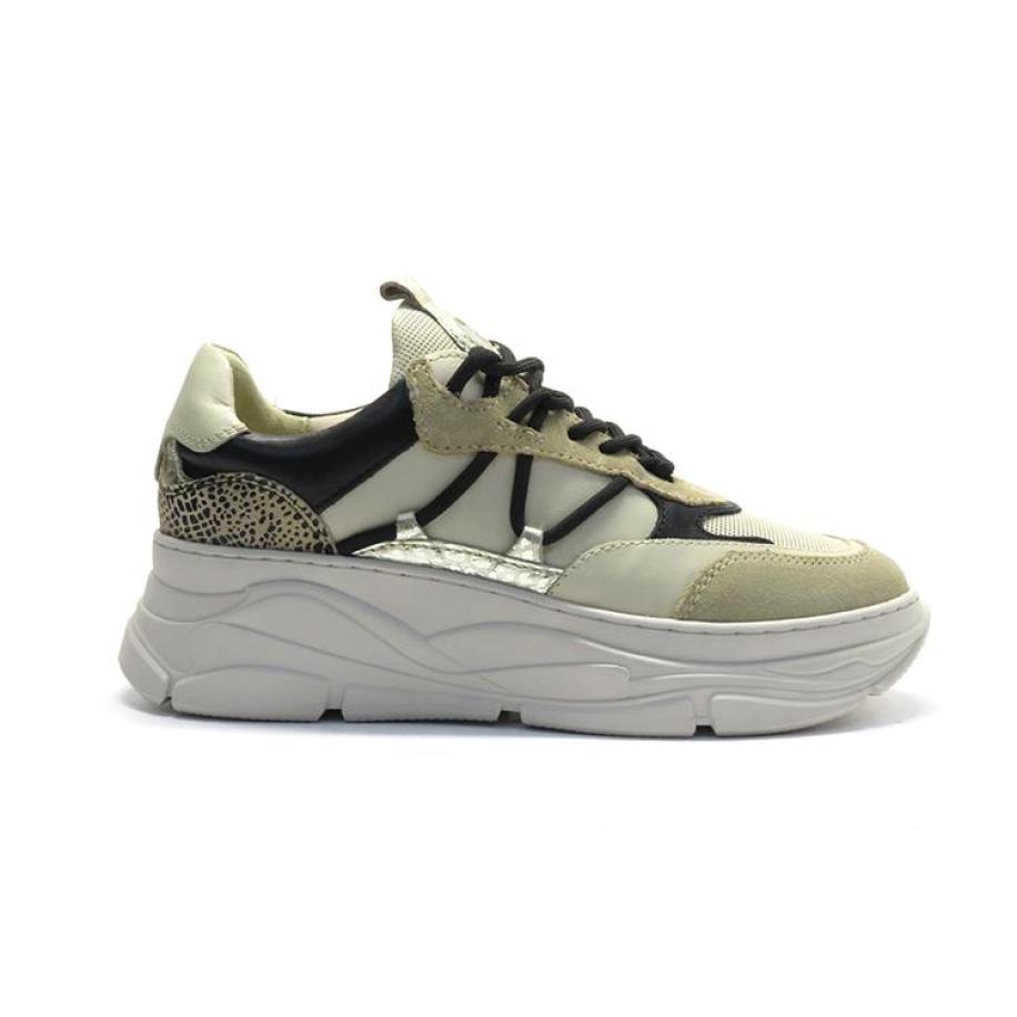 PS Poelman PS Poelman Sneakers laag beige / zwart / zilver -
