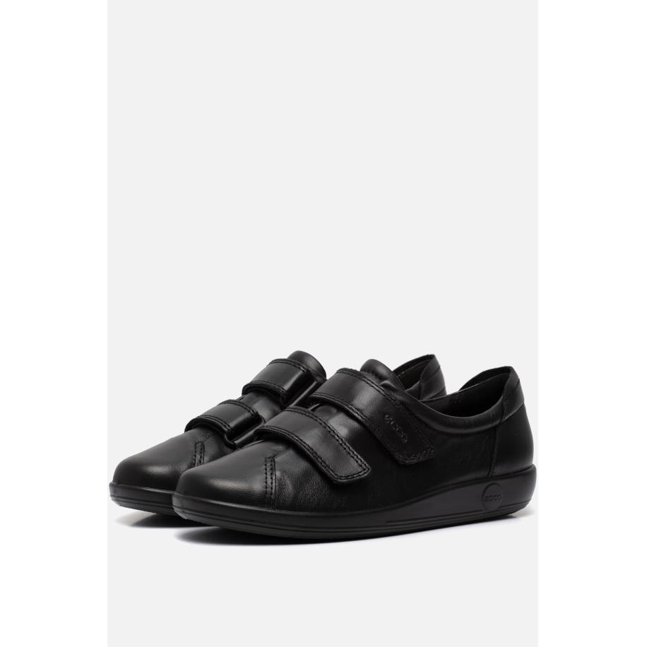 Ecco Soft 2.0 Velcro Sneakers zwart Leer Zwart
