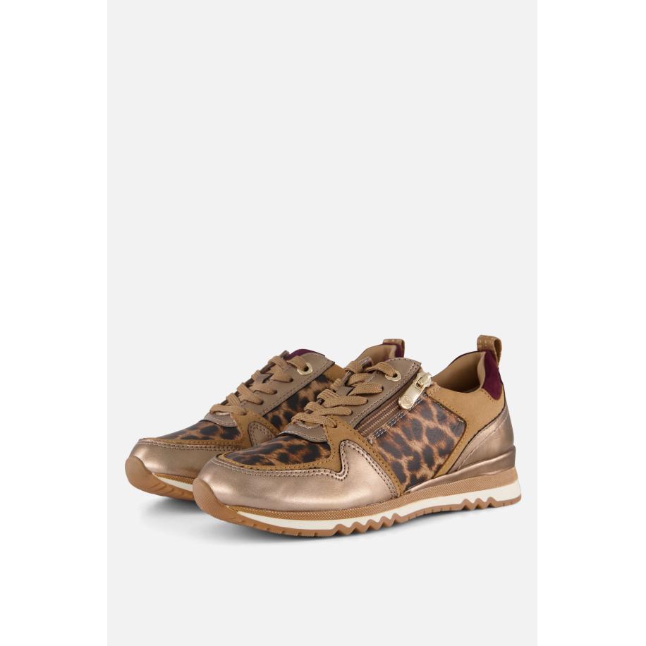 Marco Tozzi Leopard Sneakers beige Textiel Bruin