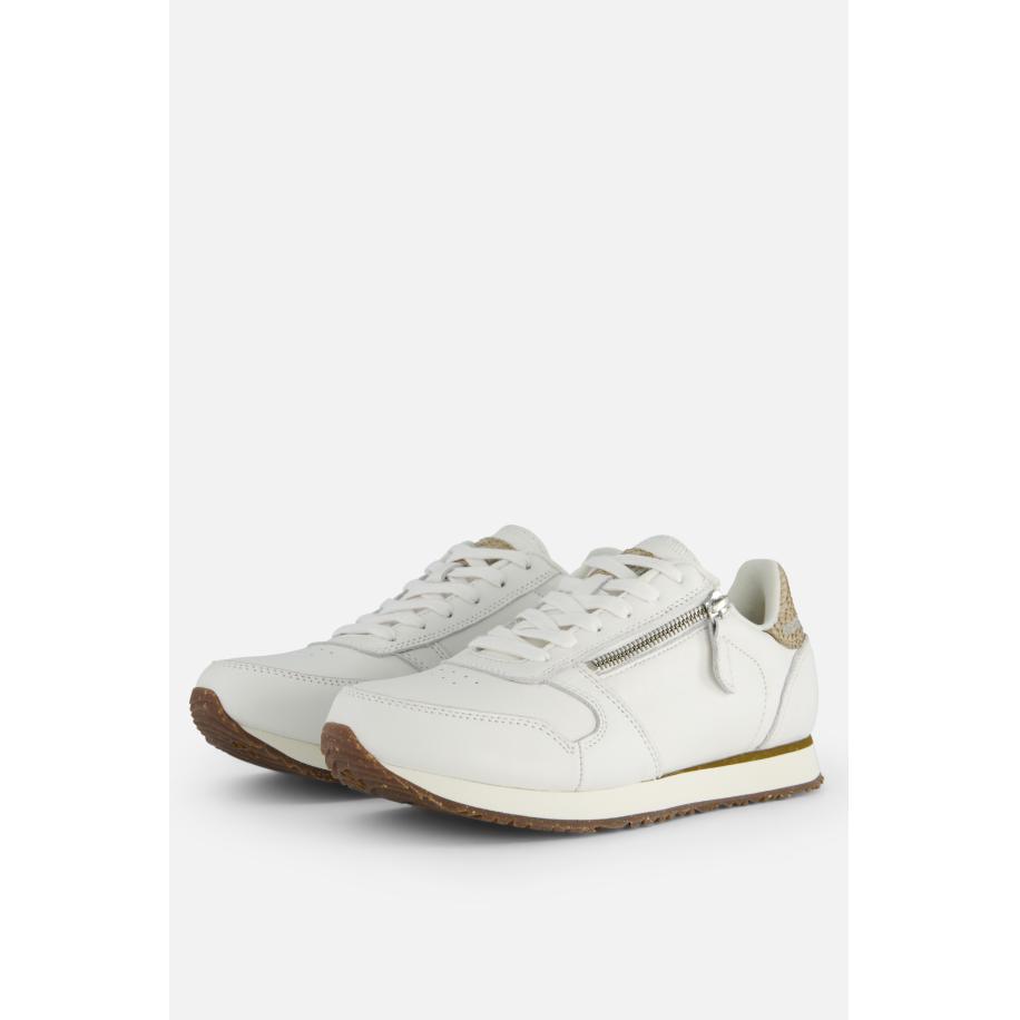 Woden Ydun Zipper Sneakers wit Leer Wit