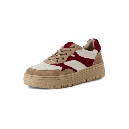 Tamaris Sneakers laag beige / donkerrood / offwhite