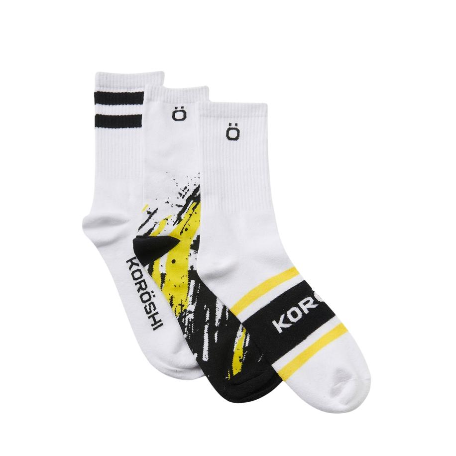 KOROSHI KOROSHI Sokken geel / zwart / wit -