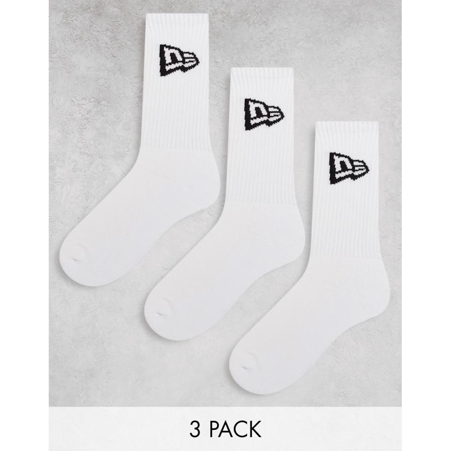 New Era - Set van 3 paar sokken met vlaglogo in wit Wit