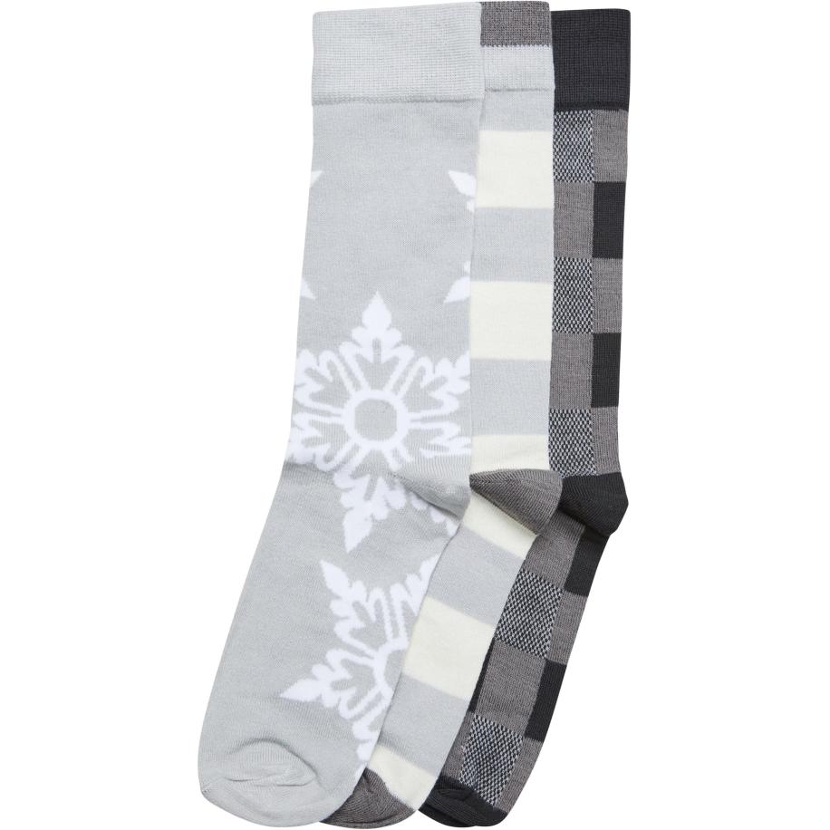 Urban Classics Urban Classics Sokken Christmas Snowflakes antraciet / lichtgrijs / grijs gemêleerd / wit -