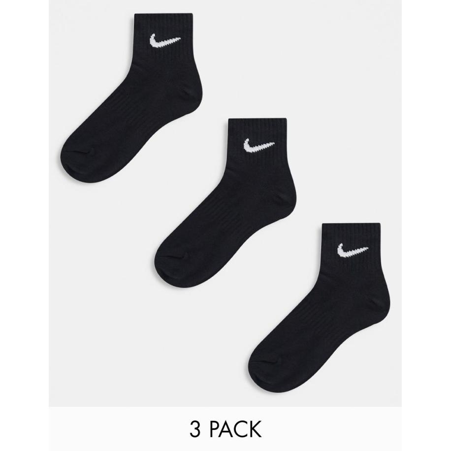Nike Training - Everyday - Set van 3 paar lichtgewicht enkelsokken in zwart Zwart