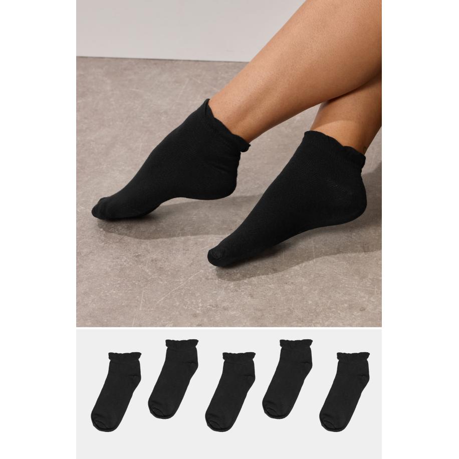 Yours 5 Pack Plus Size Black Trainer Liner Socks Size 41-44 Zwart