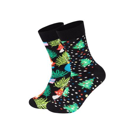 Happy Socks Sokken Holiday Tree turquoise / appel / donkeroranje / zwart