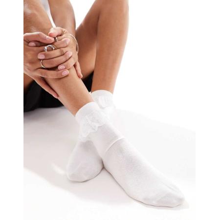 Dr Martens Sokken met ruches in wit-Zwart