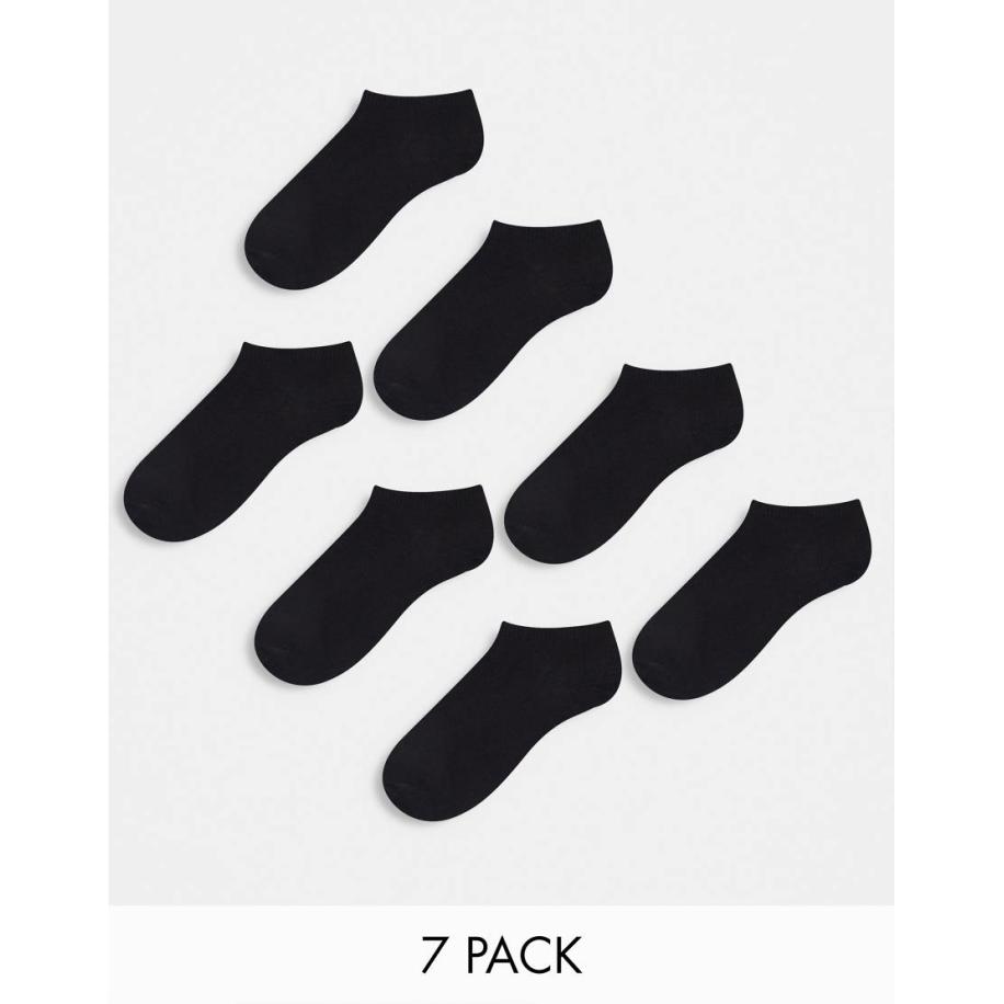 ASOS DESIGN Set van 7 sportsokken in zwart Zwart