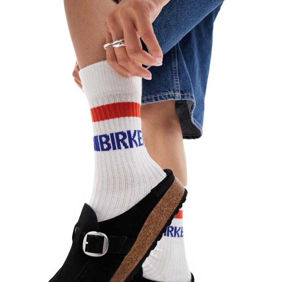 Birkenstock Uniseks katoenen tennissokken in wit Wit