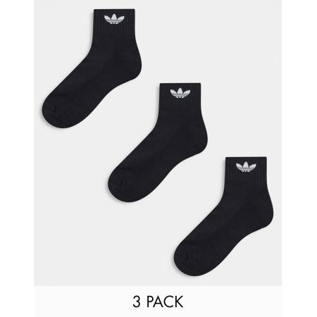 adidas Originals Set van 3 paar enkelsokken met Trefoil-logo in zwart