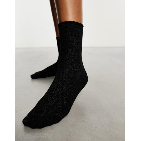 Pieces Glittersokken in zwart