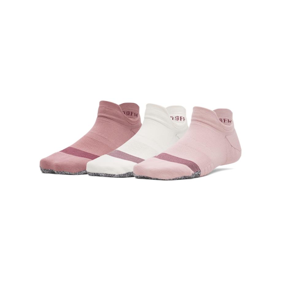Under Armour Breathe Women's No Show Tab damessokken - 3 paar Tourmaline Roze / Steen / donker kastanjebruin ÉÉN MAAT Roze