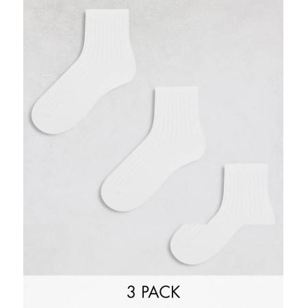 Weekday Bella Set van 3 paar geribbelde sokken in wit