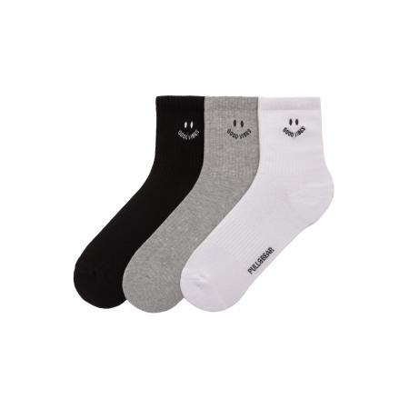 Pull&Bear Pull&Bear Sokken GOOD VIBES grijs gemêleerd / zwart / wit