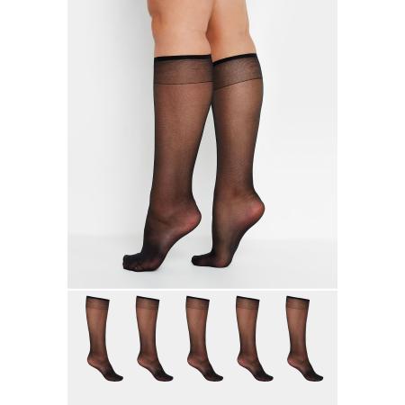 Yours For Good Yours Set Van Vijf Paar Doorschijnende Kniehoge Sokken In Zwartsize One Size