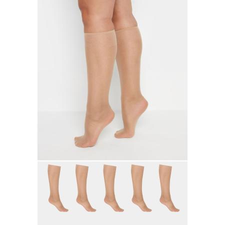Yours For Good Yours Set Van Vijf Paar Doorschijnende Kniehoge Sokken In Beigesize One Size