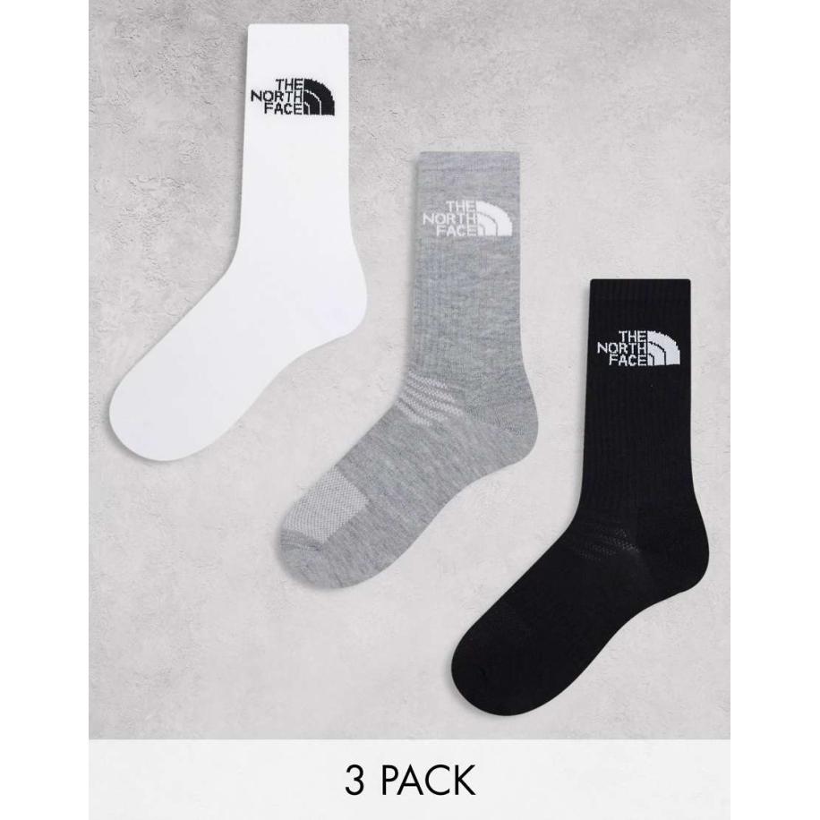 The North Face Simple Dome Set van 3 paar sokken met logo in wit, grijs en zwart Grijs