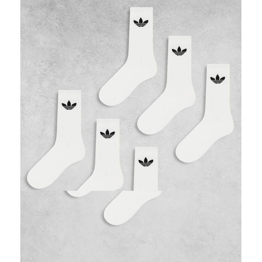 adidas Originals Set van 6 paar sokken met Trefoil-logo in wit Wit