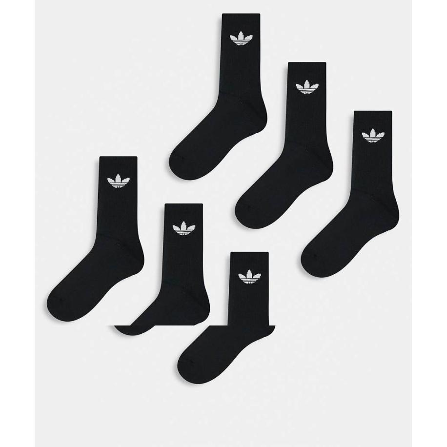 adidas Originals Set van 6 paar sokken met Trefoil-logo in zwart Zwart