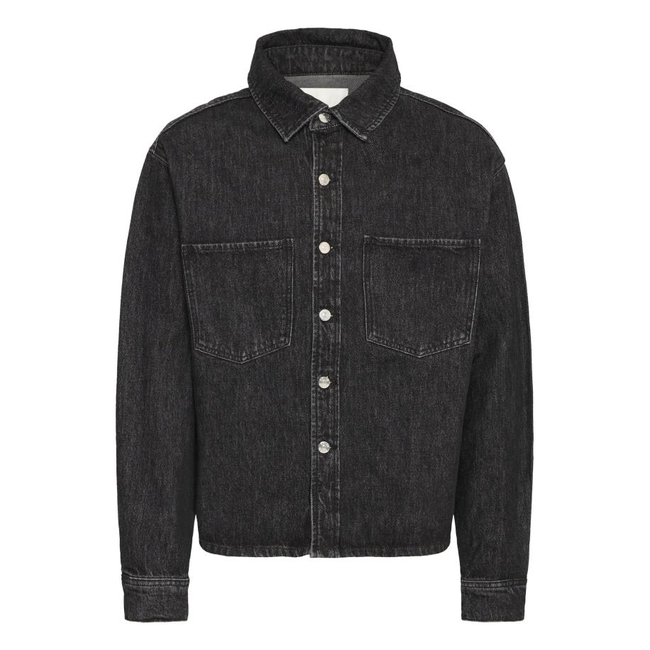 !Solid Tussenjas DRIP black denim Zwart