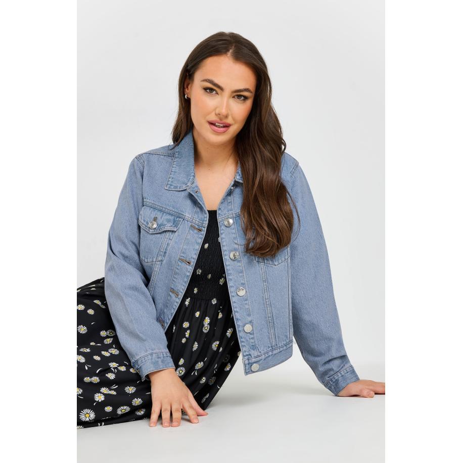Yours Denim Jack Van Katoen Met Wassing In Lichtblauw Size 42 Blauw