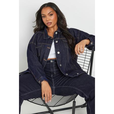 Yours Oversized Denim Jacket In Indigoblauw Size 62-64