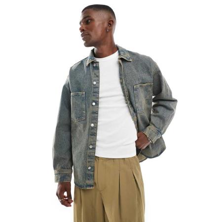 Jack & Jones - Oversized denim shacket in blauw