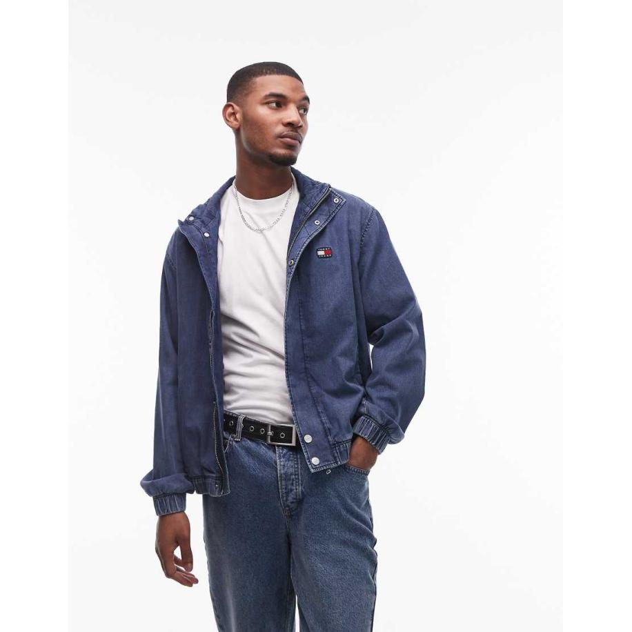 Tommy Jeans - Essential - Denim jack met kraagje in medium wassing-Blauw Blauw