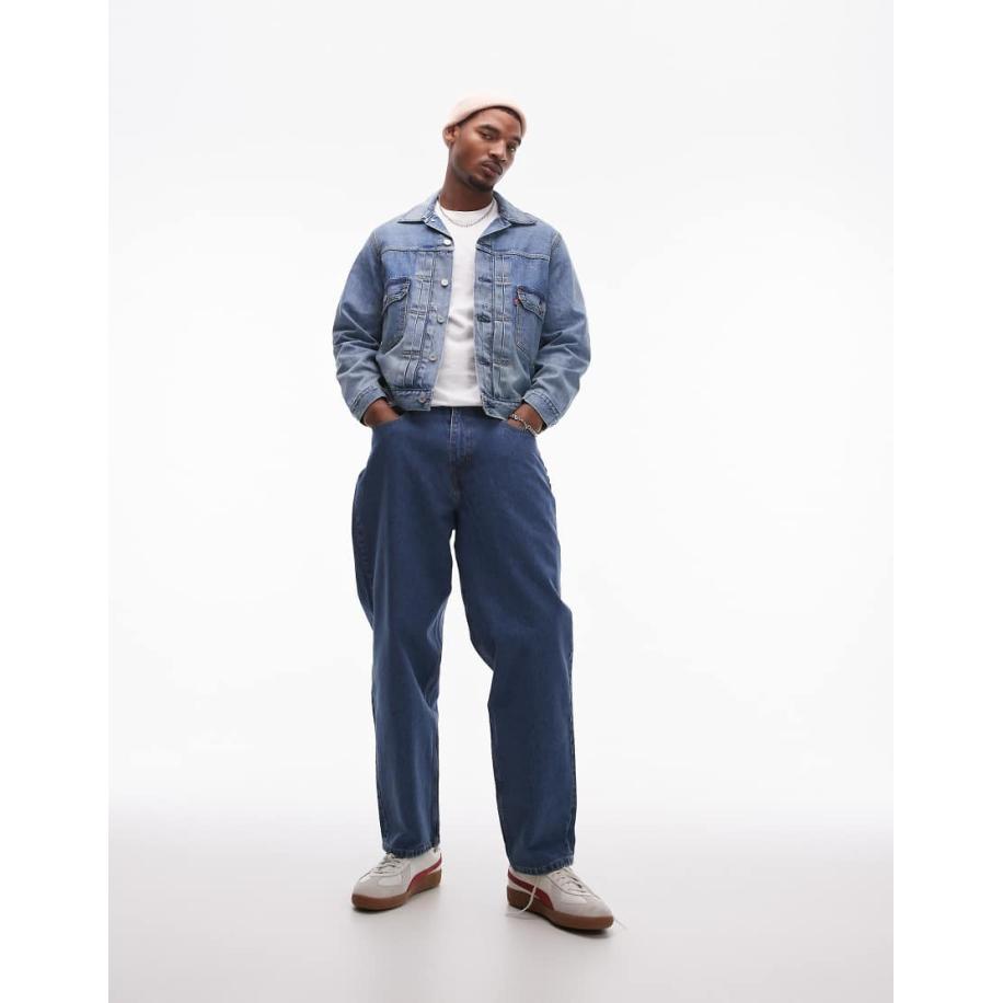 Levi's - Type 2 - Truckerjack van denim in mid-wash-Blauw Blauw