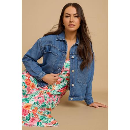 Yours Denim Jack In Middenblauw Met Wassing Size 62-64