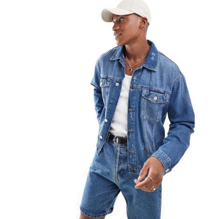 Only & Sons - Denim jack met mid-wash in blauw