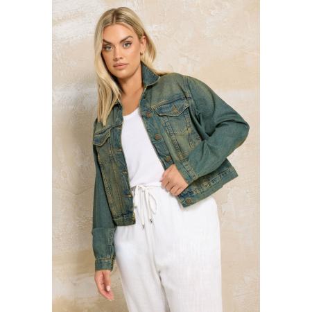 Yours Klassiek Denimjack Van Katoen Met Wassing In Blauw Size 48